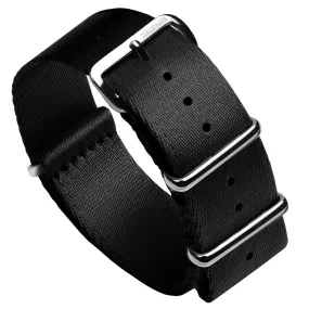 1973 British Military Watch Strap: ARMOURED - Black, Polished