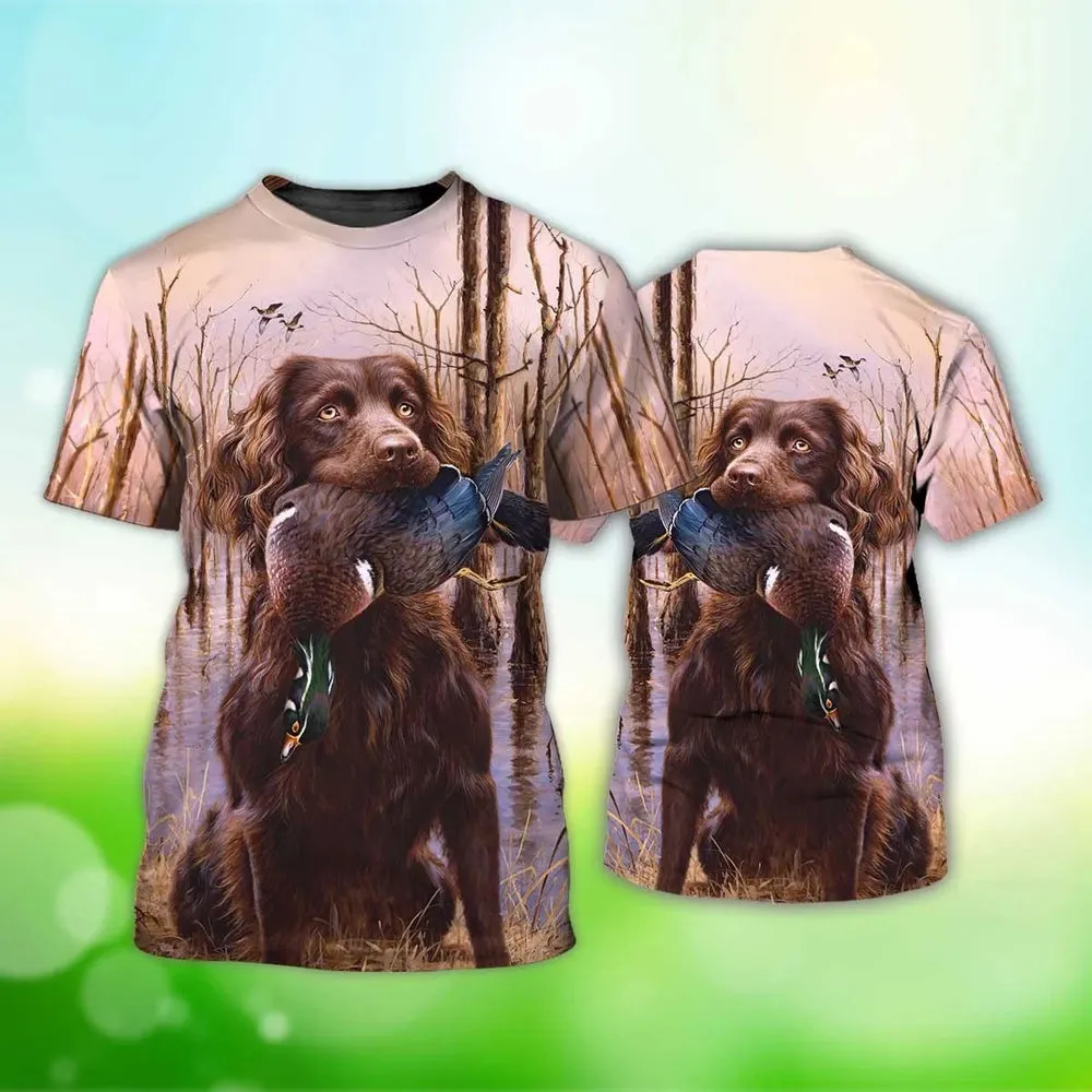 3D Dog T Shirts, Boykin Spaniel Duck Hunting All Over Print T-Shirt, Gift For Pet Loves