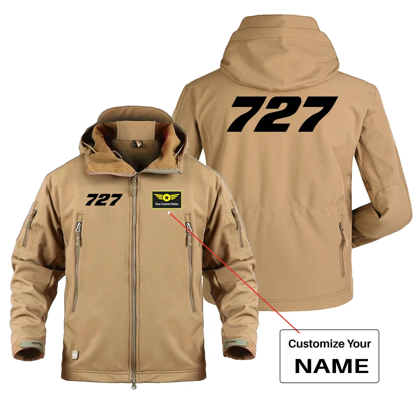 727 Flat Text Designed Military Jackets (Customizable)