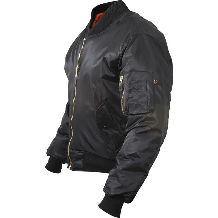 Black - Air Force MA-1 Bomber Flight Jacket with Concealed Carry Gun Pockets