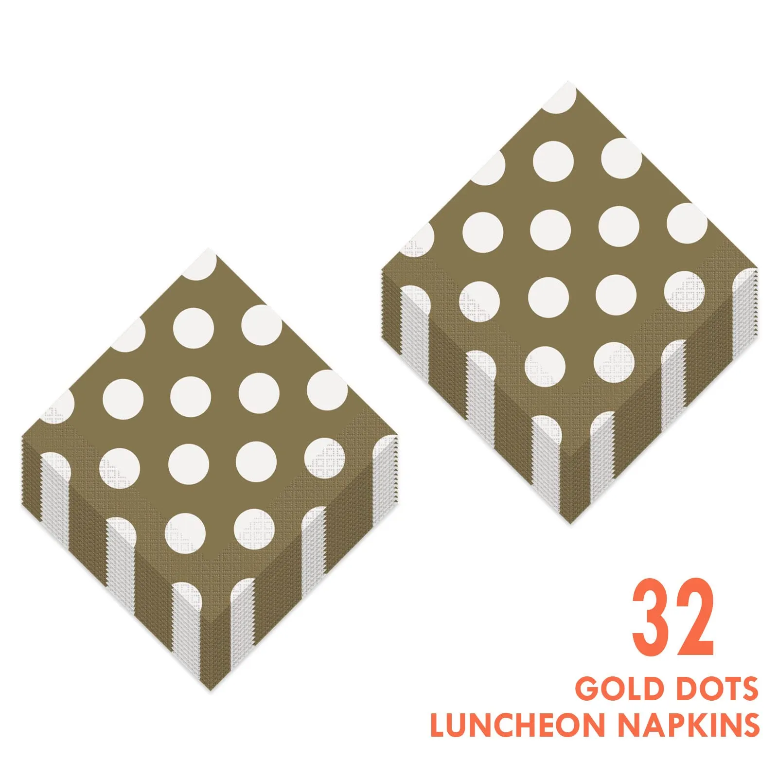 Disposable Matte Gold and White Polka Dot Paper Dinner Napkins (Pack of 32)