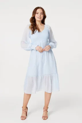 Embossed Polka Dot Smock Dress