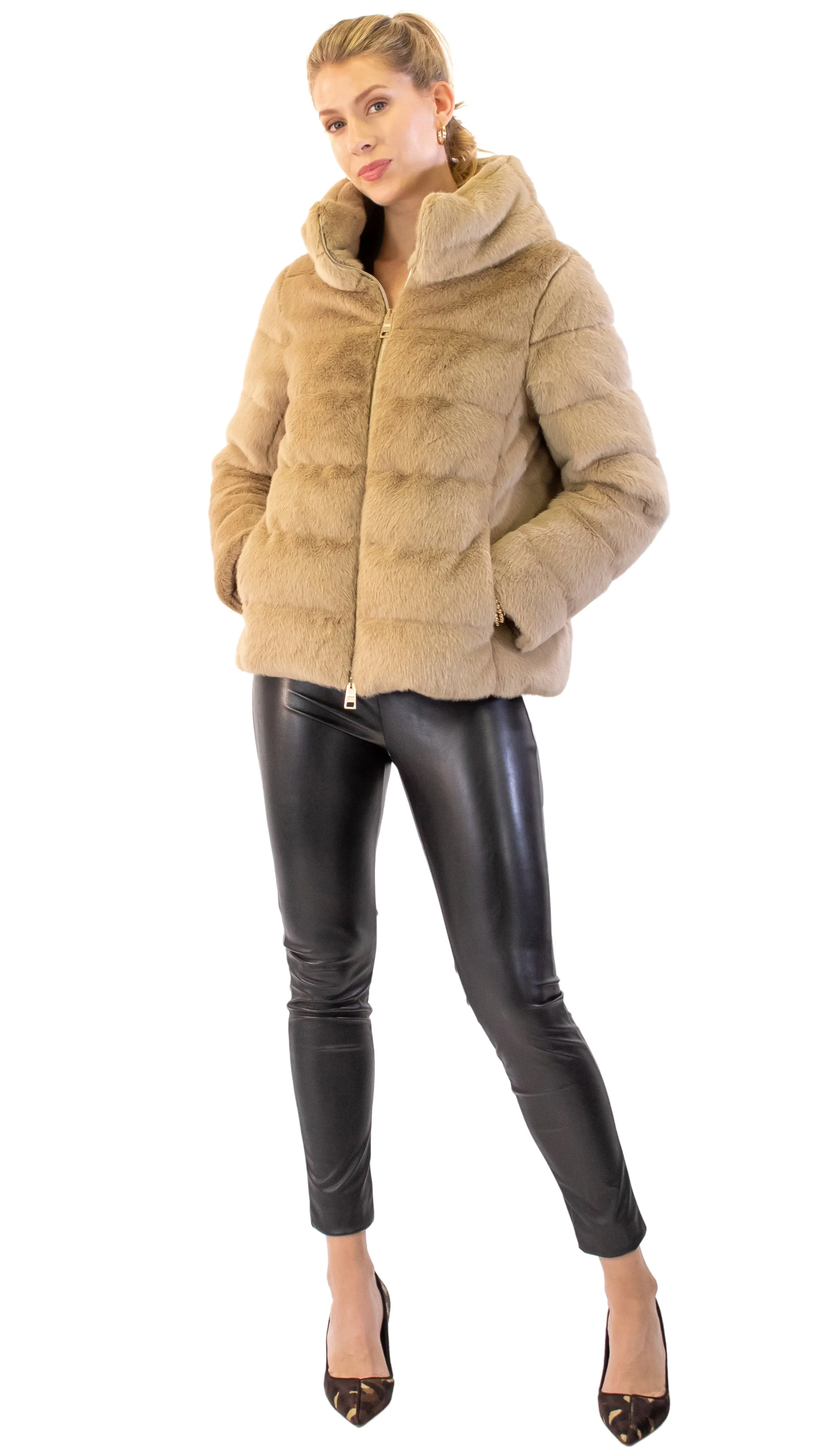 Faux Fur Puffer - Camel