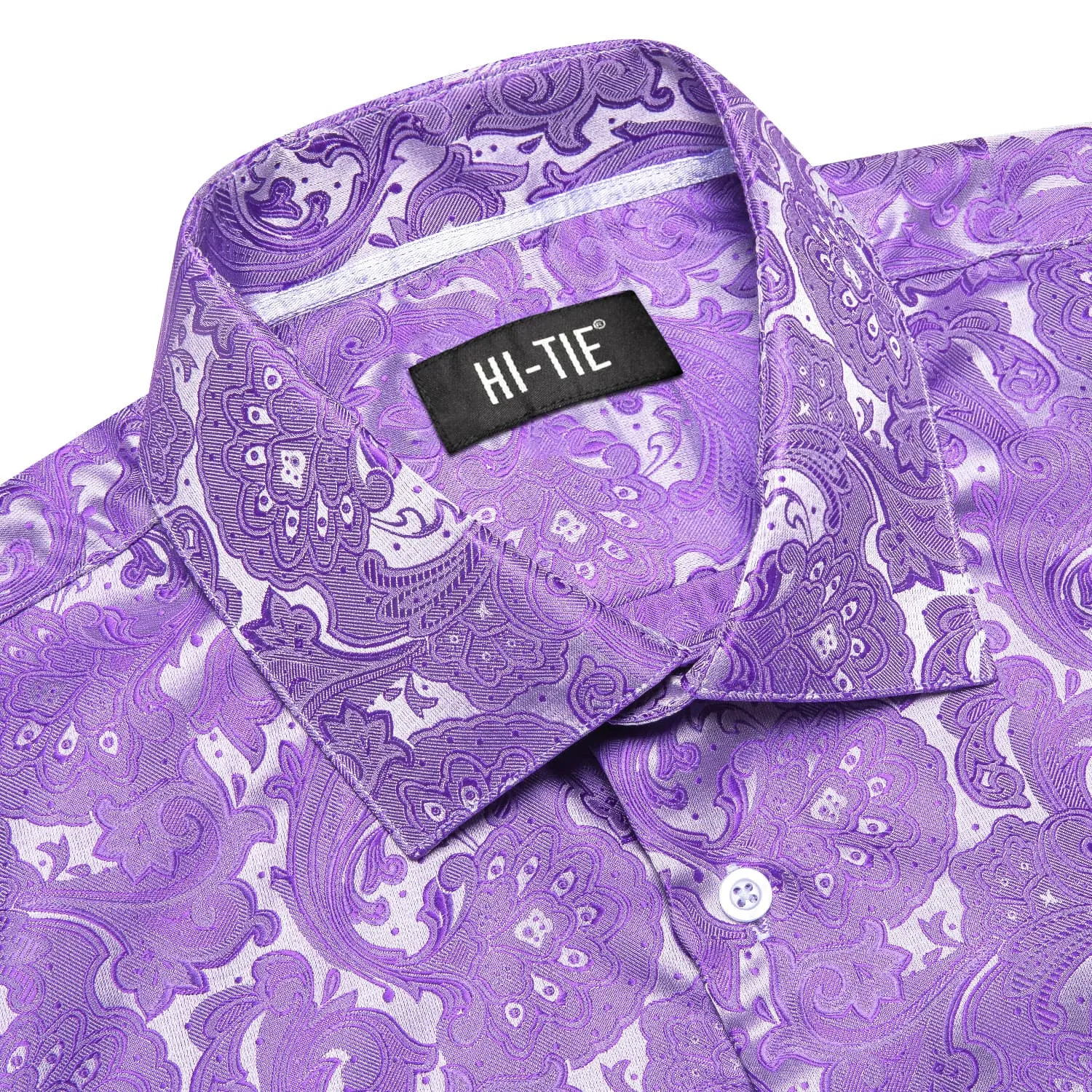 Hi-Tie Paisley Shirt Amethyst Purple Jacquard Mens Button Down Shirt