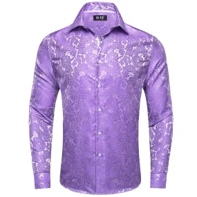 Hi-Tie Paisley Shirt Amethyst Purple Jacquard Mens Button Down Shirt