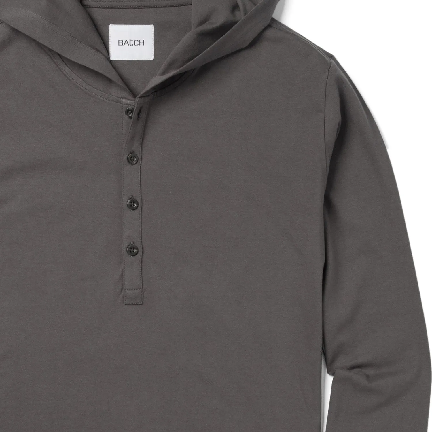 Hooded Henley Shirt –  Slate Gray Cotton Jersey