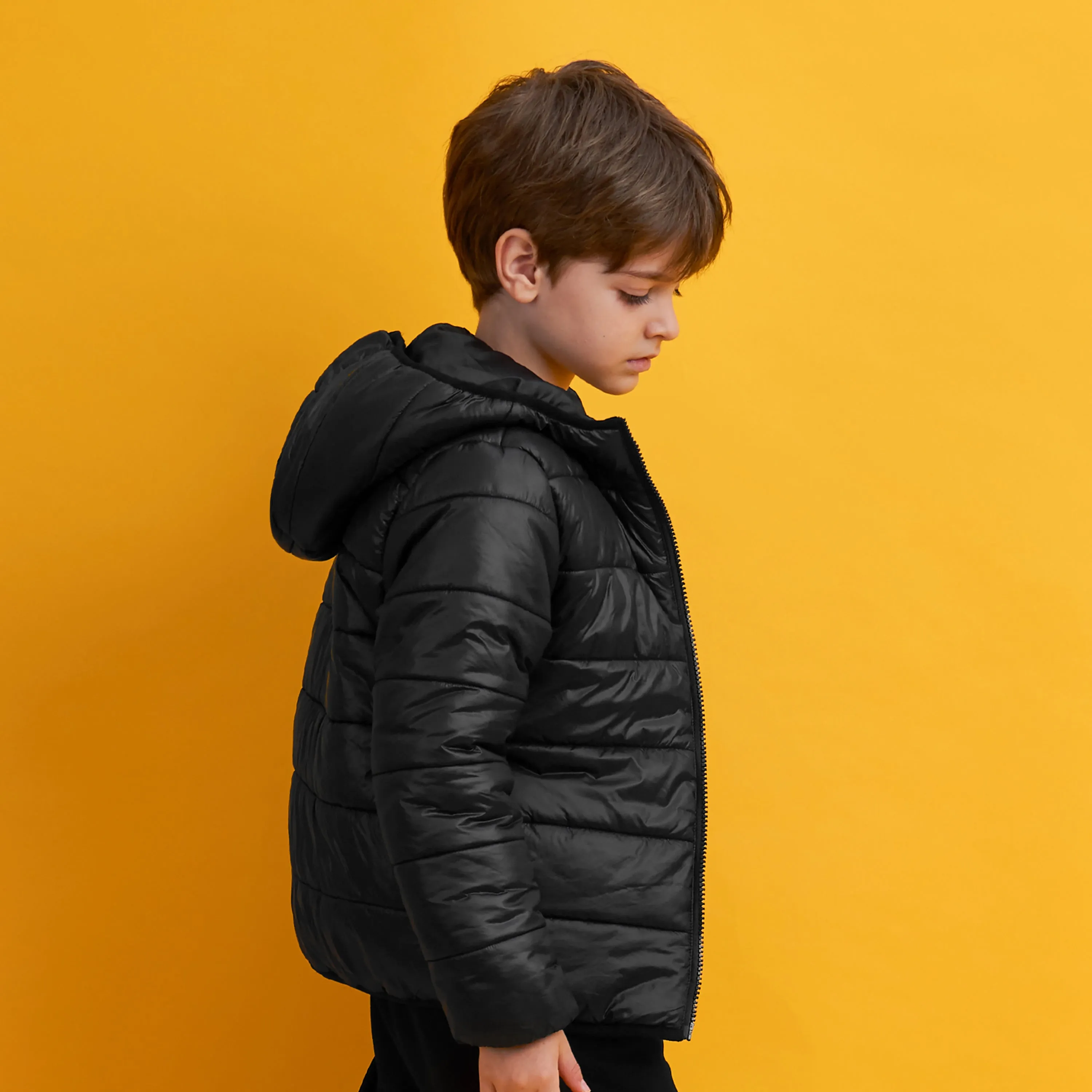 IKALI Kids Winter Coats, Boys Light Weight Puffer Jacket Black (3-12Y)