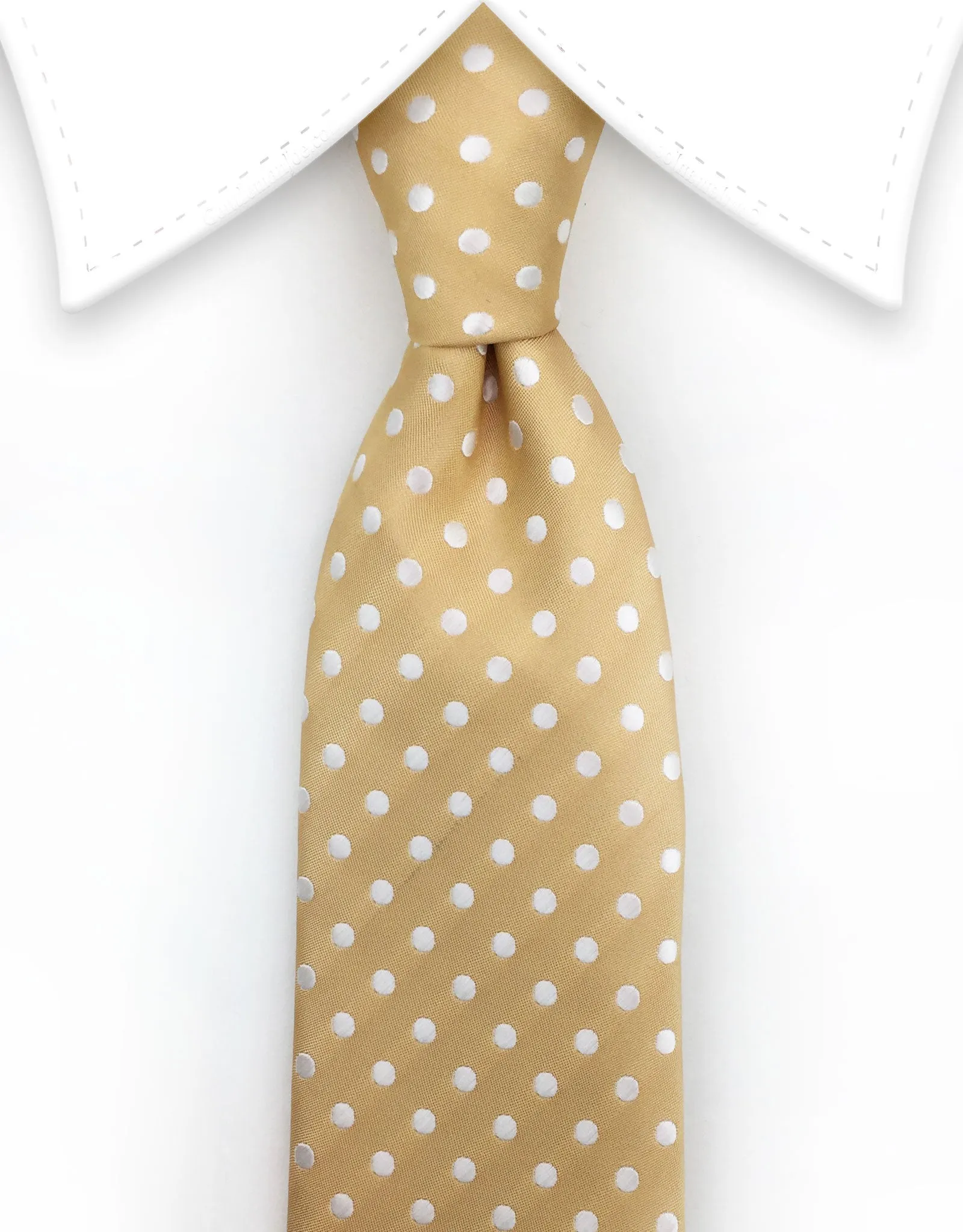 Light Gold and White Polka Dot Necktie