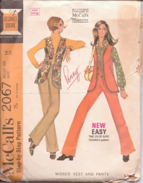 McCall's 2067 Ladies Vest Pants Vintage 1960's Sewing Pattern