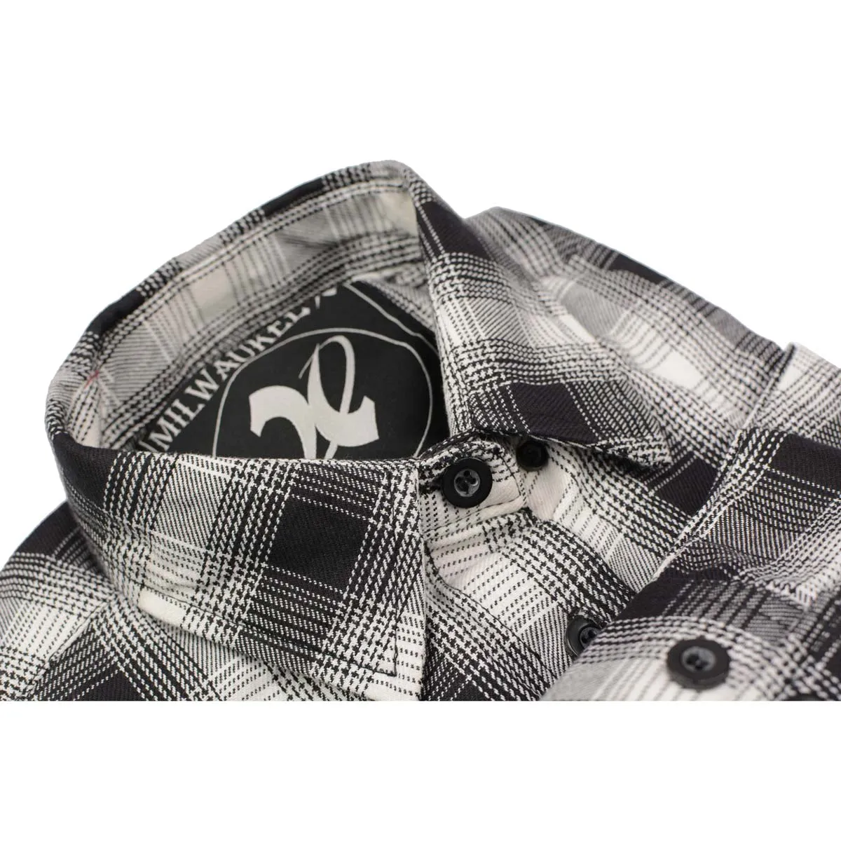 Milwaukee Leather MNG21600 Women's Casual Black and White Long Sleeve Cotton Flannel Shirt