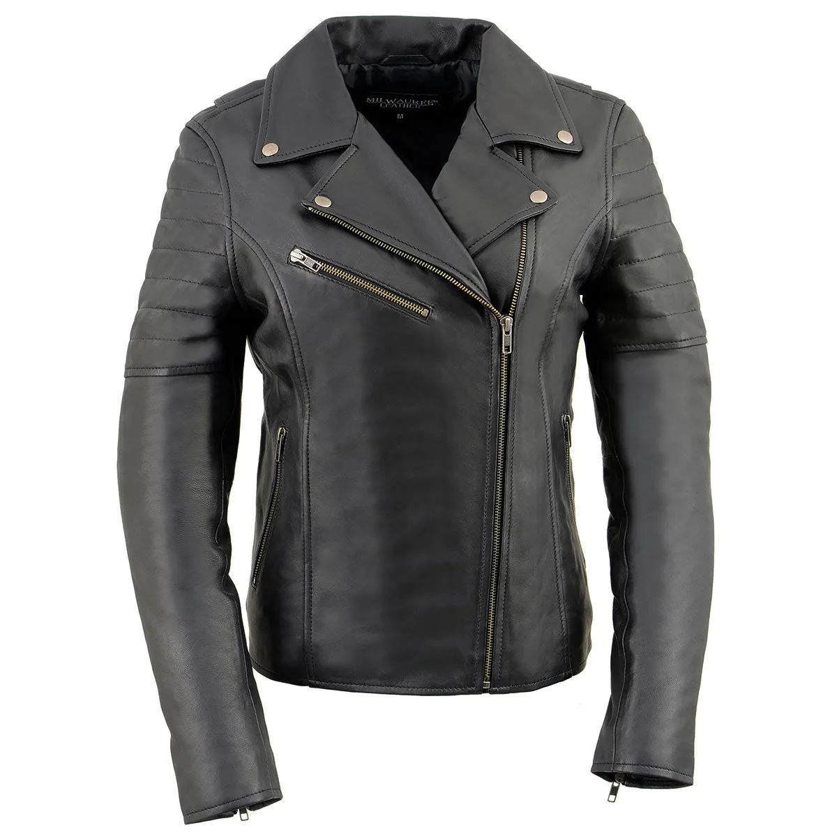 Milwaukee Leather SFL2870 Women's ‘Duchess’ Black Motorcycle Style Fashion Casual Leather Jacket