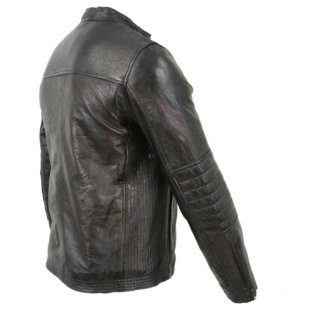 Milwaukee Leather SFM1809 Men's Two-Tone Euro Collar Cafe Style Leather Jacket