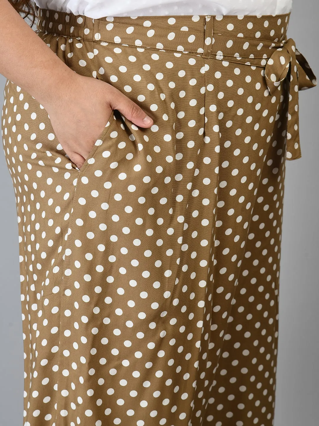 Plus Size Plus Size Polka Dot Beige Palazzo