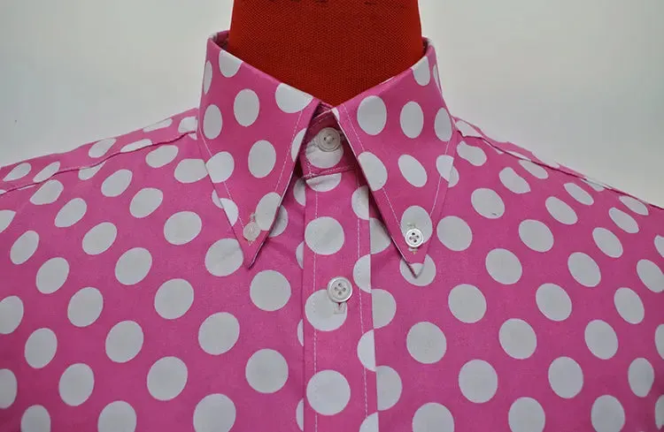 Polka Dot Shirt | Pink and White Polka Dot Shirt for Men