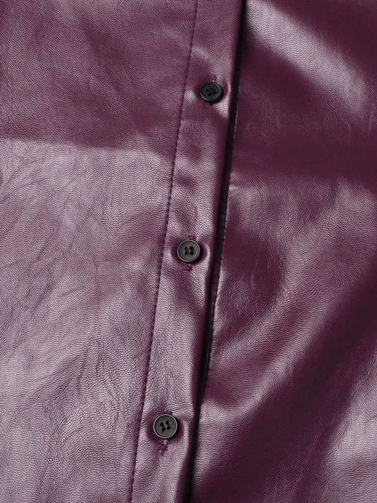 Pre Order:  Dark Purple Faux Leather Jacket