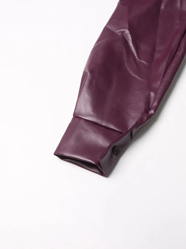 Pre Order:  Dark Purple Faux Leather Jacket