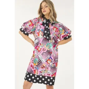 Print Midi Dress With Polka Dot Finish