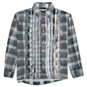 Rebuild Flannel Ribbon Shirt Reflection - Aqua/Grey