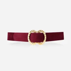 The Infinite Belt Gold Burgundy Suede