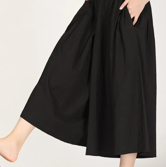 Wide Legs Black Summer Women Casual Harem Pants HD971319